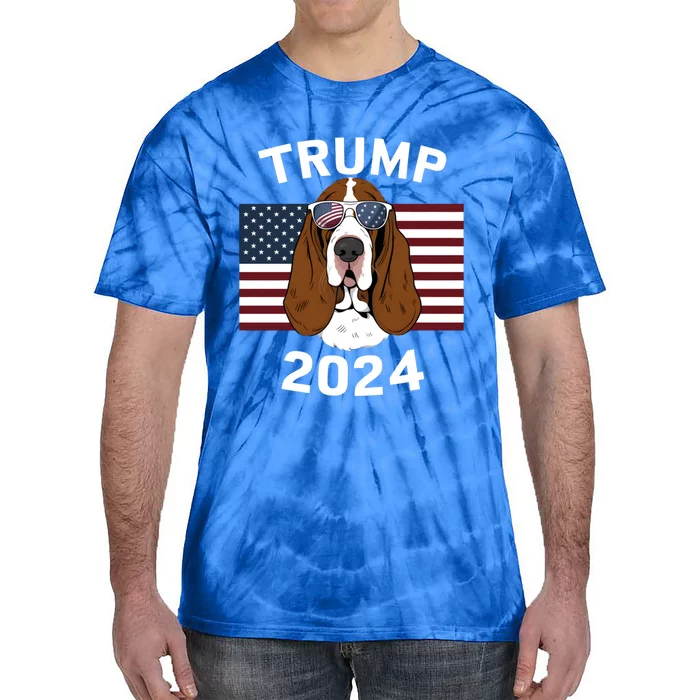 Us President Trump Election 2024 Basset Hound Dog Usa Flag Meaningful Gift Tie-Dye T-Shirt