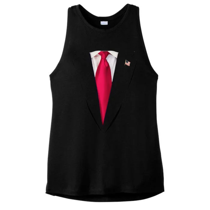 Usa President Trump Suit Easy Halloween Costume Ladies Tri-Blend Wicking Tank