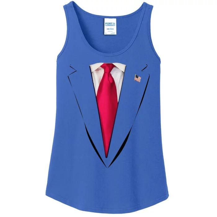 Usa President Trump Suit Easy Halloween Costume Ladies Essential Tank