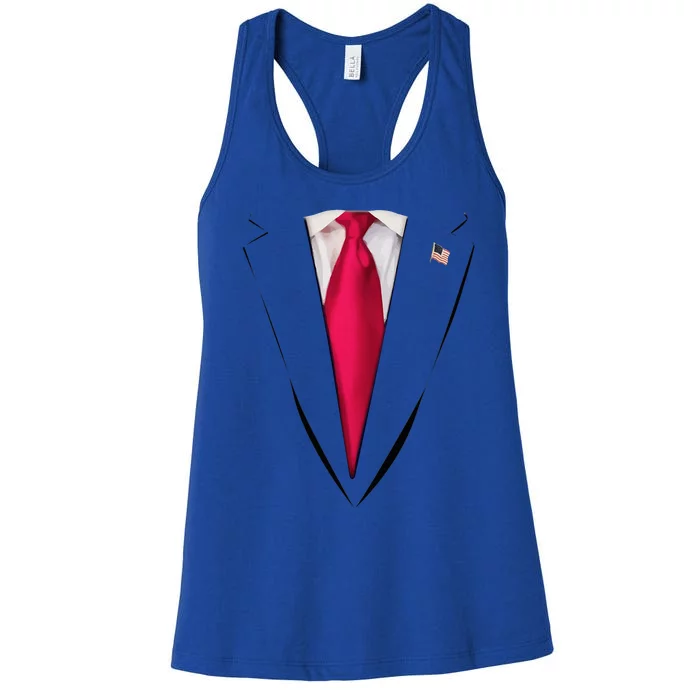 Usa President Trump Suit Easy Halloween Costume Women's Racerback Tank