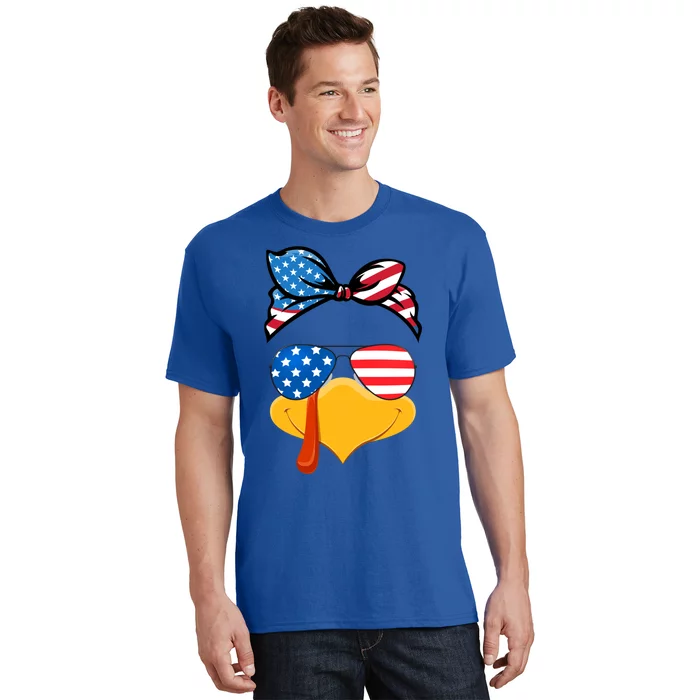 Usa Patriotic Turkey Face Thanksgiving Matching Girls Gift T-Shirt