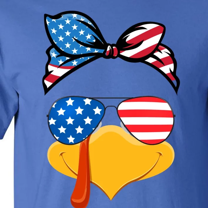 Usa Patriotic Turkey Face Thanksgiving Matching Girls Gift Tall T-Shirt