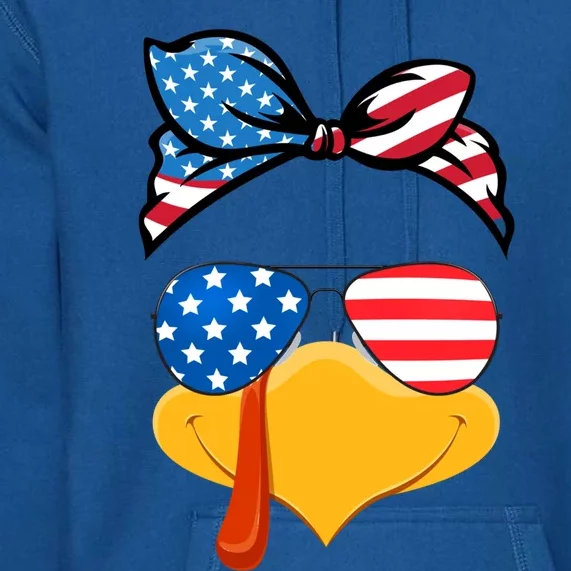 Usa Patriotic Turkey Face Thanksgiving Matching Girls Gift Premium Hoodie