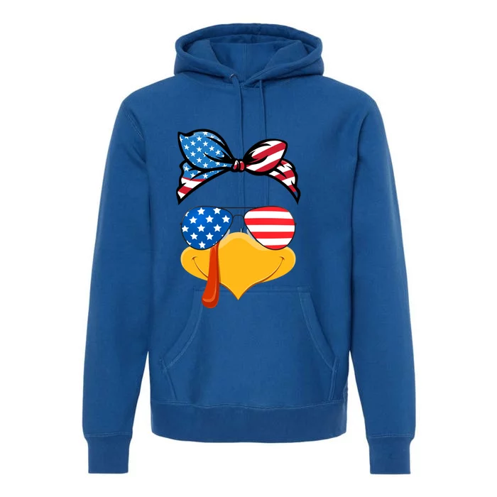 Usa Patriotic Turkey Face Thanksgiving Matching Girls Gift Premium Hoodie