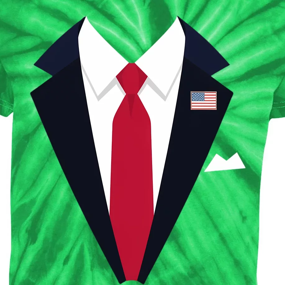 Usa President Trump Suit Easy Halloween Costume Long Sleeve Kids Tie-Dye T-Shirt