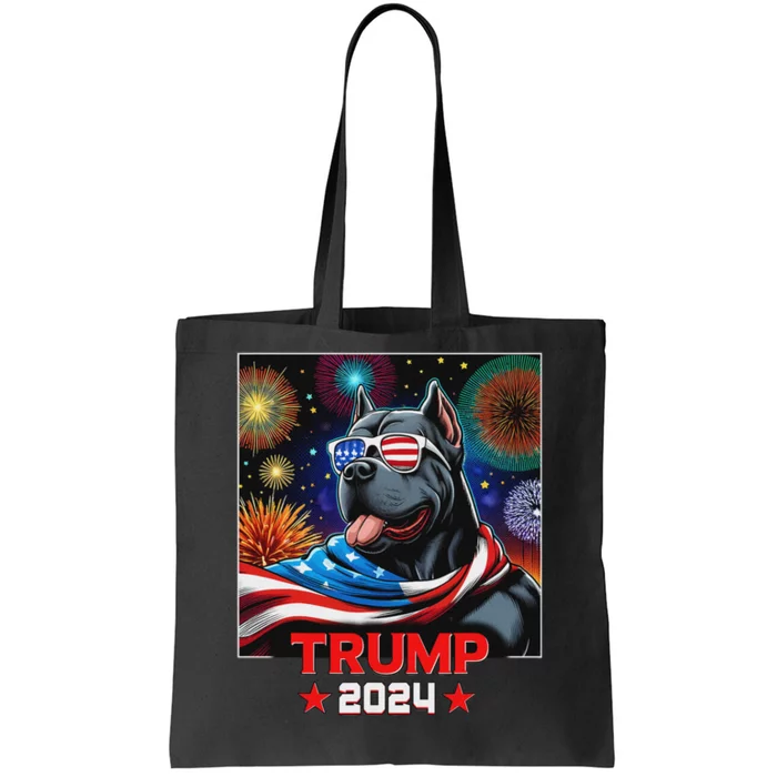 Us President Trump 2024 Cane Corso Dog Patriotic Design Tote Bag