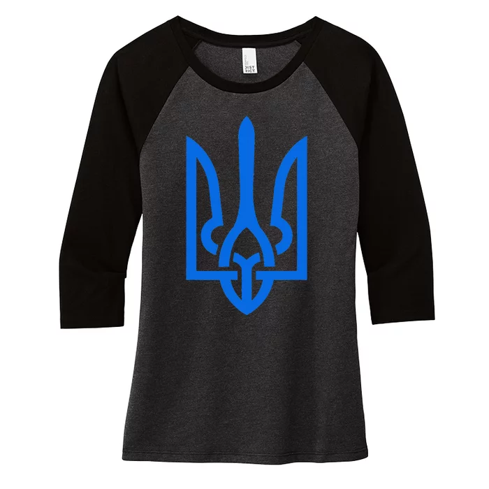 Ukrainian Patriotic Tryzub Trident Stand With Ukraine Women's Tri-Blend 3/4-Sleeve Raglan Shirt