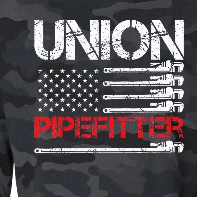 Union Pipefitter Union Strong USA American Flag Cropped Pullover Crew