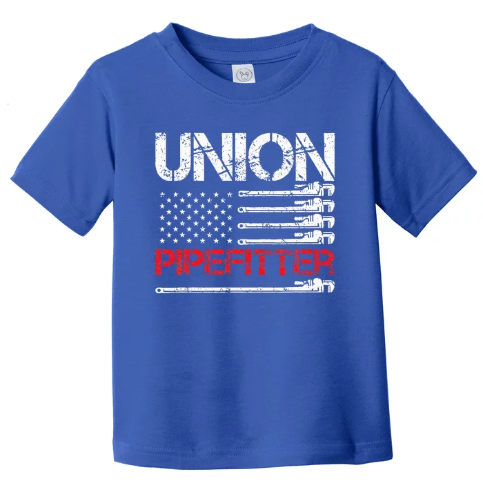 Union Pipefitter Union Strong USA American Flag Toddler T-Shirt