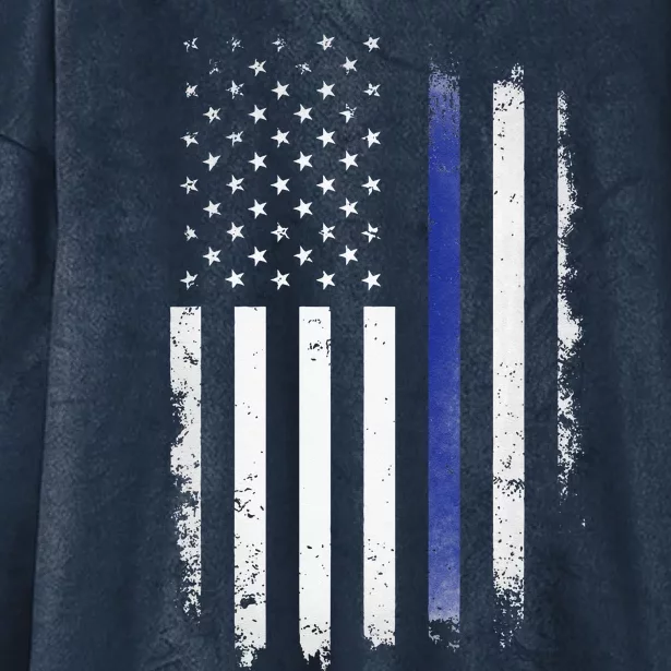 US Police USA American Flag Back The Blue Lives Matter Hooded Wearable Blanket