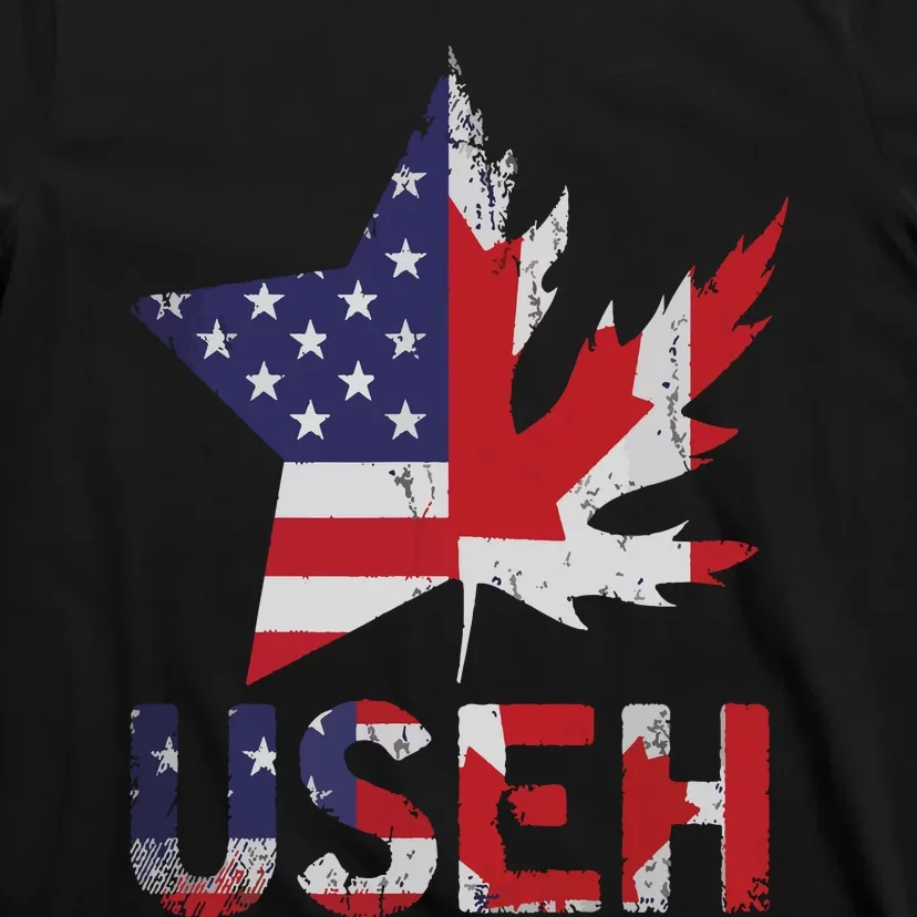 USEH Patriotic USA Star Canadian Maple Leaf Canada T-Shirt