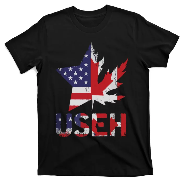 USEH Patriotic USA Star Canadian Maple Leaf Canada T-Shirt