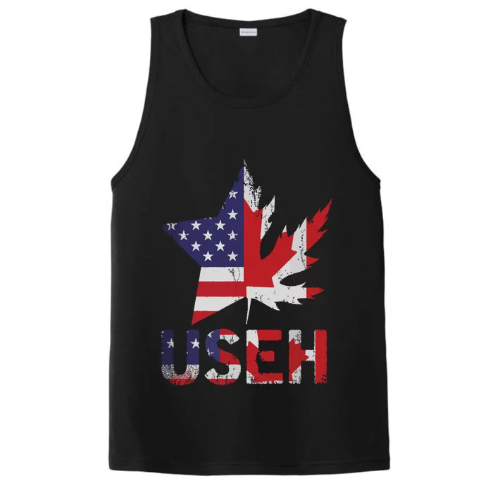 USEH Patriotic USA Star Canadian Maple Leaf Canada Performance Tank