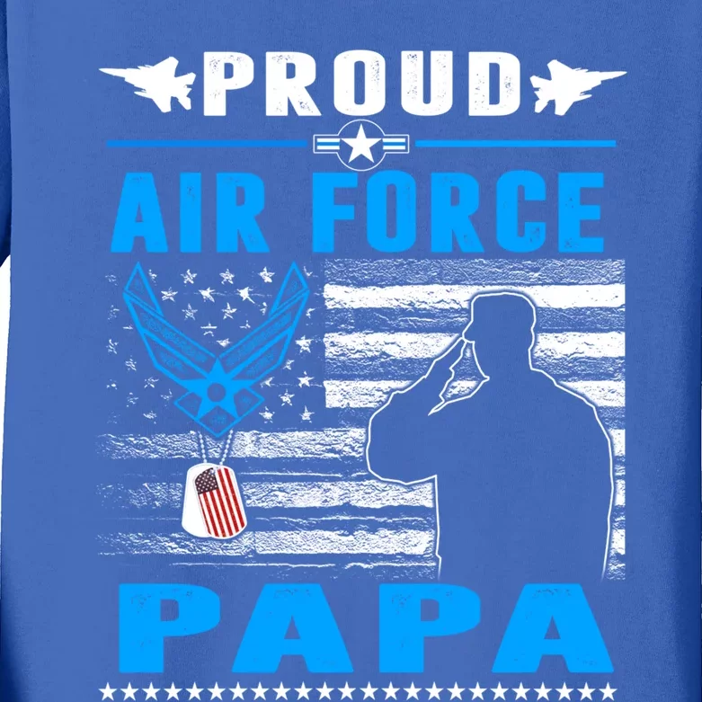 Usaf Proud Us Air Force Papa Gift Flag Veteran Patriotic Funny Gift Kids Long Sleeve Shirt