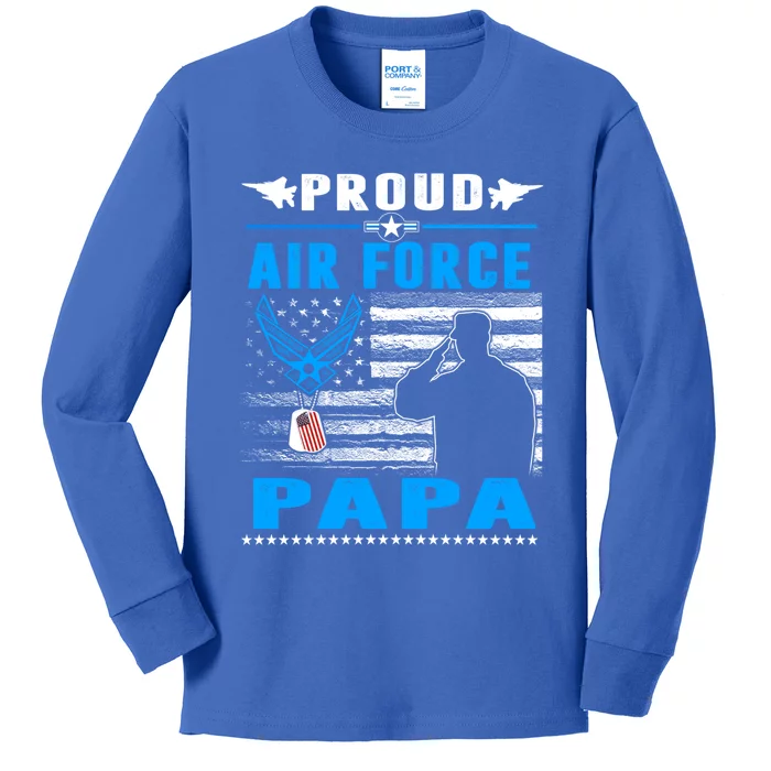 Usaf Proud Us Air Force Papa Gift Flag Veteran Patriotic Funny Gift Kids Long Sleeve Shirt