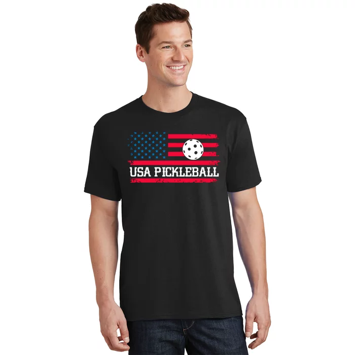 USA Pickleball Vector USA Flag Pickle Gift For Player Team Sport T-Shirt