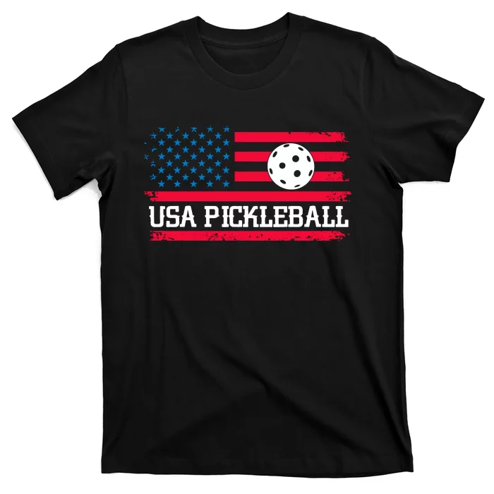 USA Pickleball Vector USA Flag Pickle Gift For Player Team Sport T-Shirt