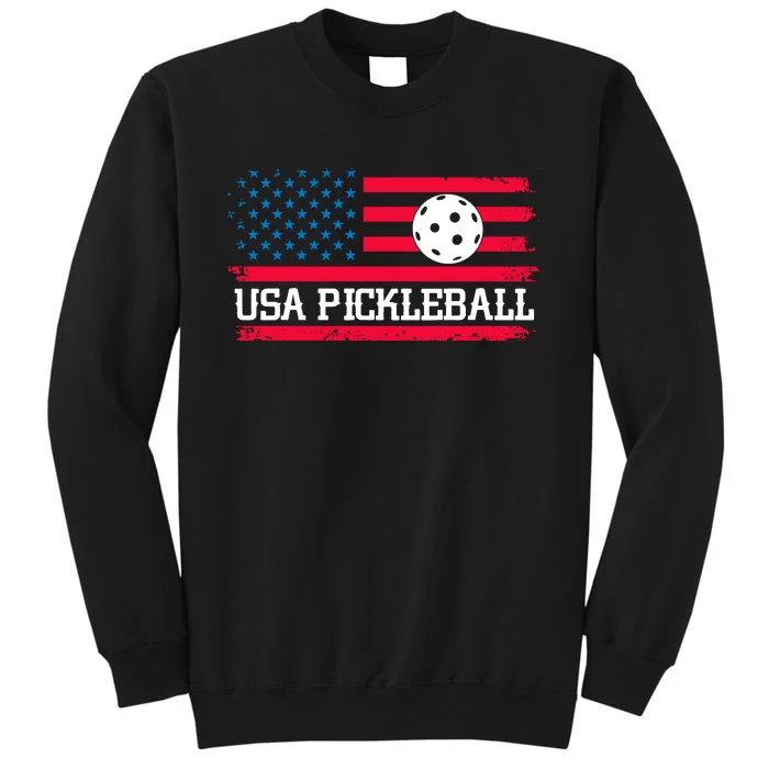 USA Pickleball Vector USA Flag Pickle Gift For Player Team Sport Tall Sweatshirt