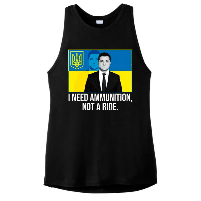 Ukraine President Volodymyr Zelensky I Need Ammunition Not A Ride Ladies Tri-Blend Wicking Tank