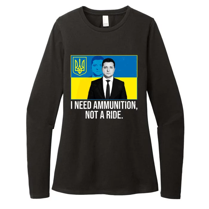 Ukraine President Volodymyr Zelensky I Need Ammunition Not A Ride Womens CVC Long Sleeve Shirt