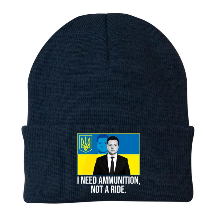 Ukraine President Volodymyr Zelensky I Need Ammunition Not A Ride Knit Cap Winter Beanie