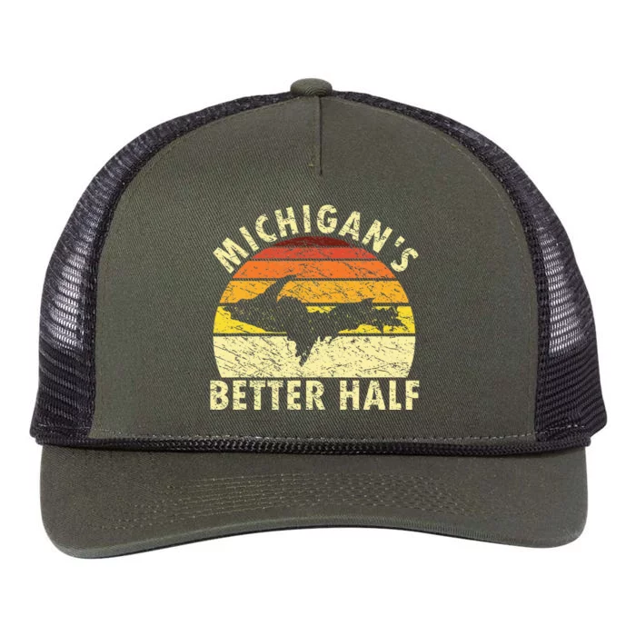 Upper Peninsula Yooper Upper Michigan Retro Rope Trucker Hat Cap