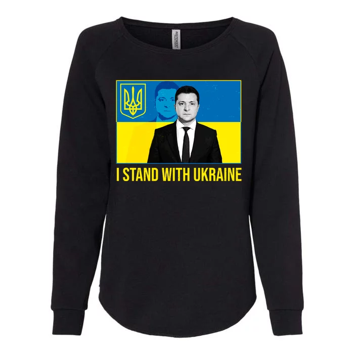 Ukrainian President Zelensky I Stand With Ukraine Womens California Wash Sweatshirt