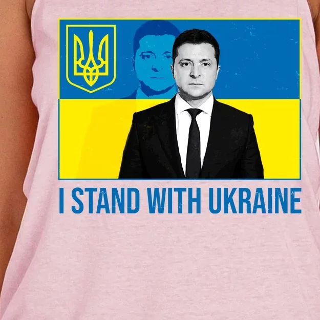 Ukrainian President Zelensky I Stand With Ukraine Women's Knotted Racerback Tank