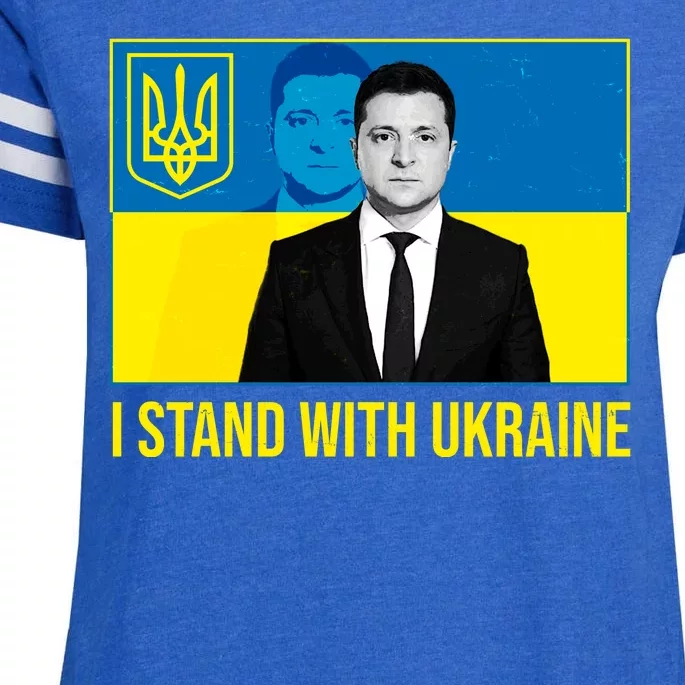 Ukrainian President Zelensky I Stand With Ukraine Enza Ladies Jersey Football T-Shirt