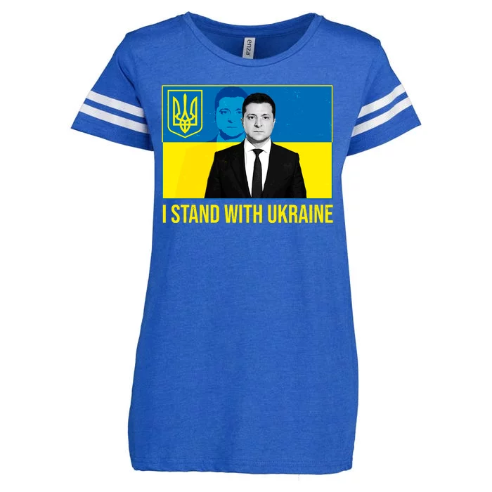 Ukrainian President Zelensky I Stand With Ukraine Enza Ladies Jersey Football T-Shirt