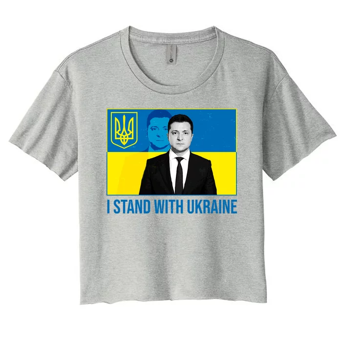 Ukrainian President Zelensky I Stand With Ukraine Women's Crop Top Tee