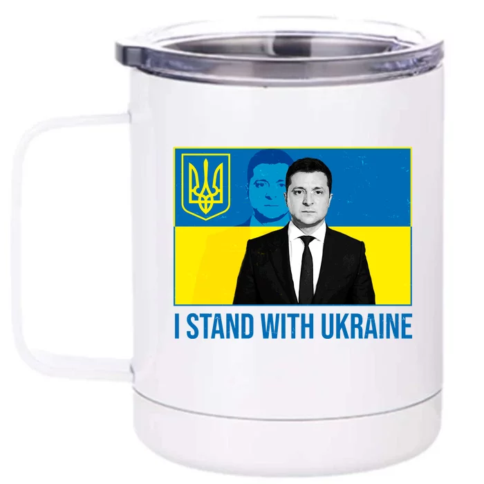 Ukrainian President Zelensky I Stand With Ukraine Front & Back 12oz Stainless Steel Tumbler Cup