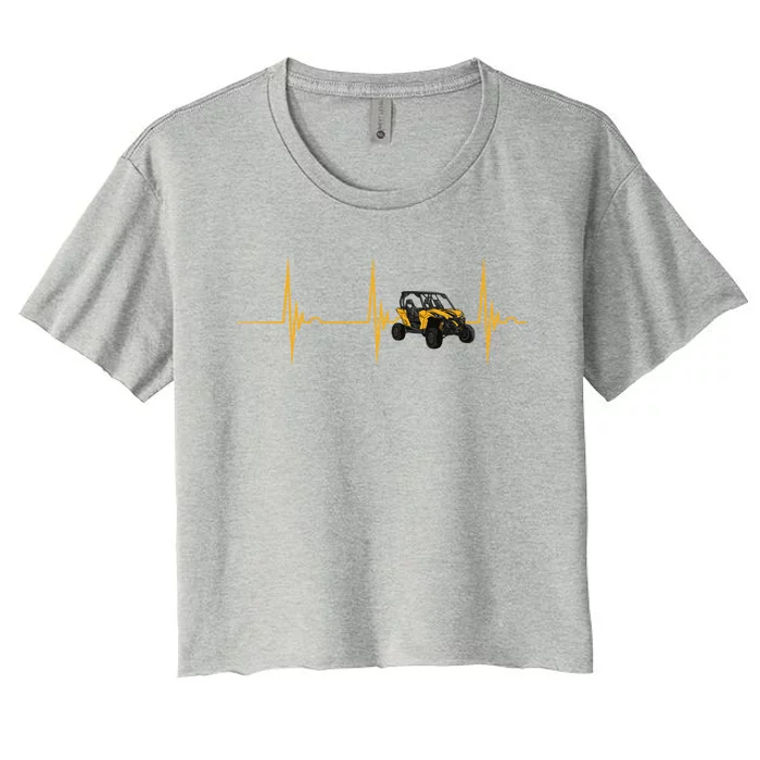 Utv Quad Bike 4x4 Offroad Vehicle Heartbeat Ekg Pulse Sxs Gift Women's Crop Top Tee