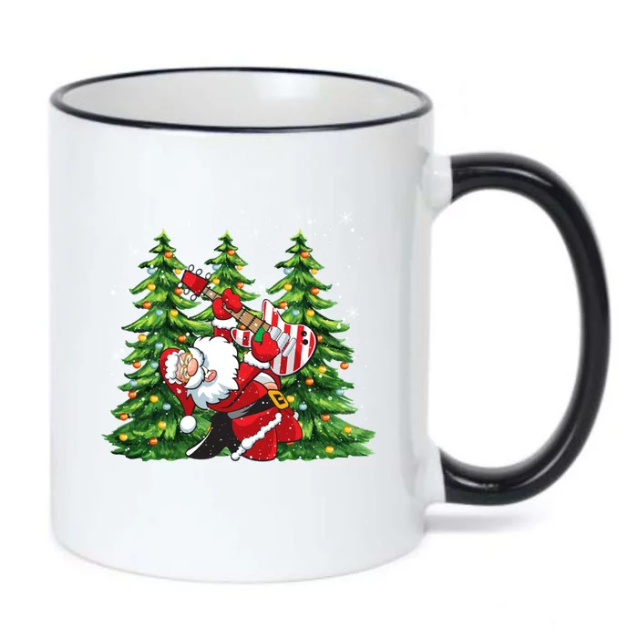 Unique Rock And Roll Santa Claus Guitar Player Christmas Gift Black Color Changing Mug