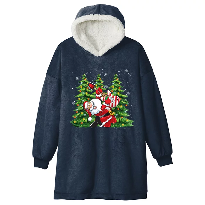 Unique Rock And Roll Santa Claus Guitar Player Christmas Gift Hooded Wearable Blanket