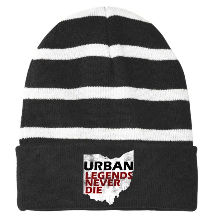 Urban Legends Never Die Striped Beanie with Solid Band