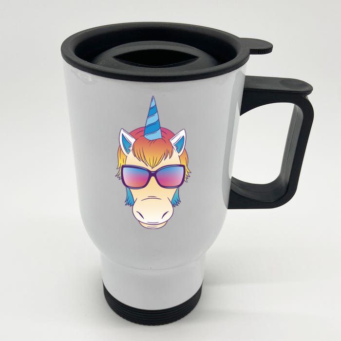 Unicorn Rainbow Cartoon Front & Back Stainless Steel Travel Mug