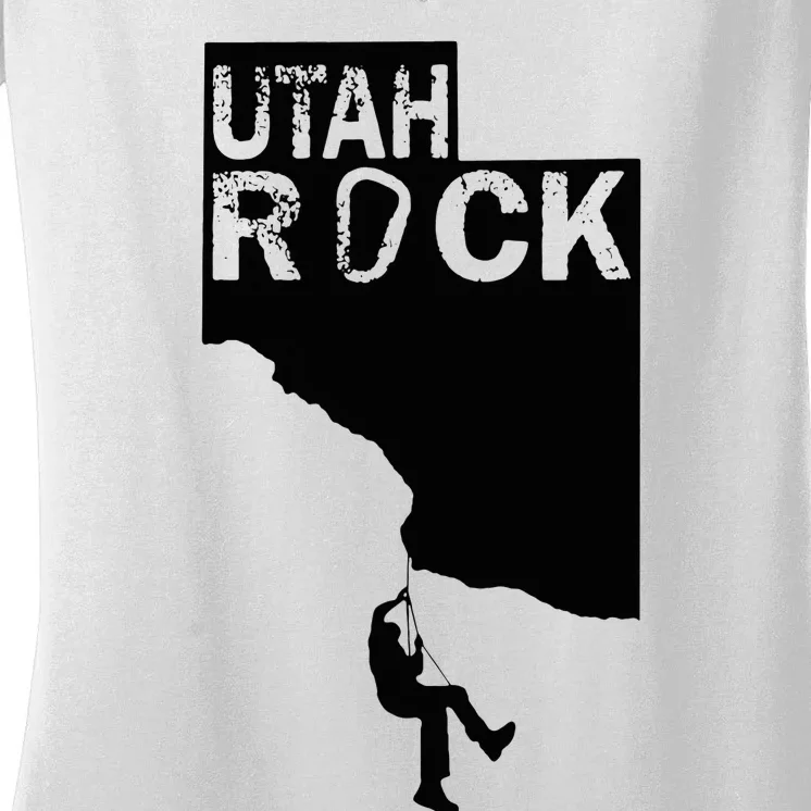 Utah Rock Climbing Women's V-Neck T-Shirt