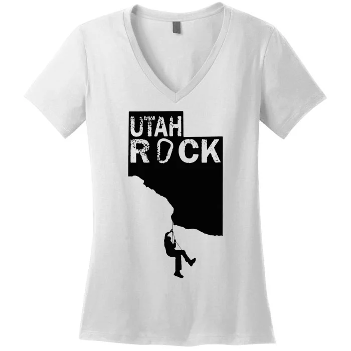 Utah Rock Climbing Women's V-Neck T-Shirt