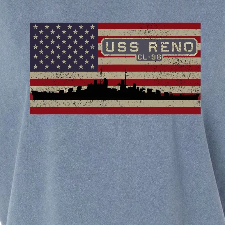 USS Reno CL96 WW2 Cruiser Ship American Flag Garment-Dyed Women's Muscle Tee