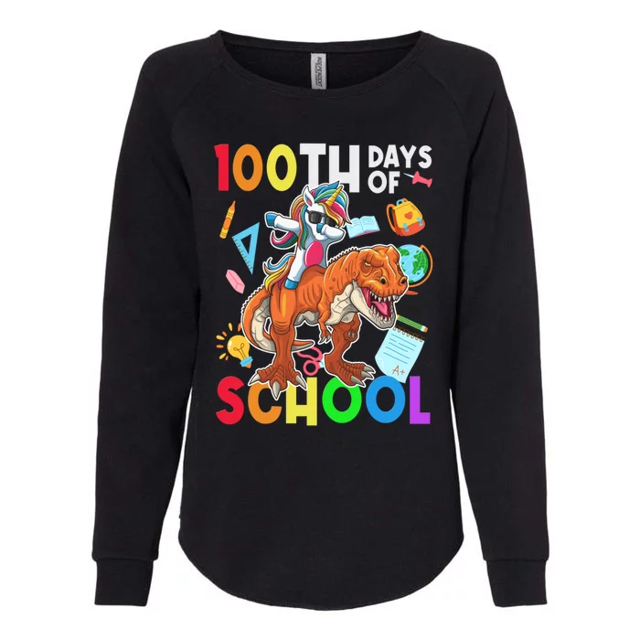 Unicorn Riding Dinosaur 100th Day Of School Teacher Gift Womens California Wash Sweatshirt