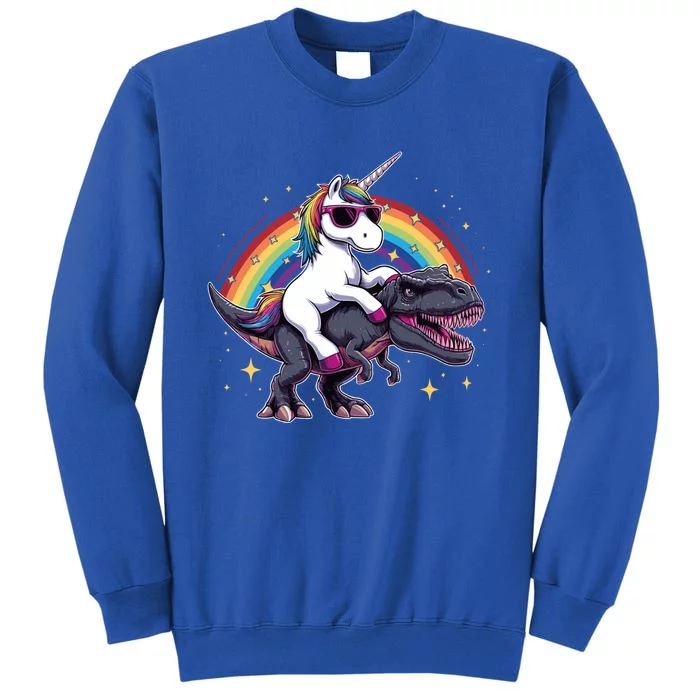 Unicorn Riding Dinosaur Funny Trex Gift Sweatshirt