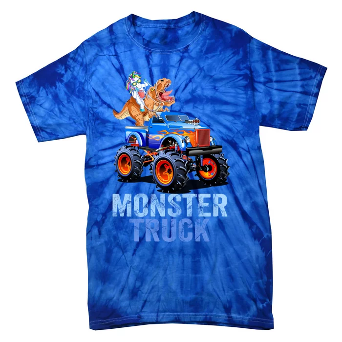 Unicorn Riding Dinosaur Monster Truck Monster Cool Engines Gift Tie-Dye T-Shirt