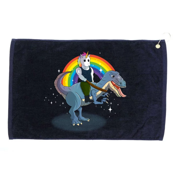 Unicorn Riding Dinosaur Rex Christmas Gift Birthday Gift Grommeted Golf Towel