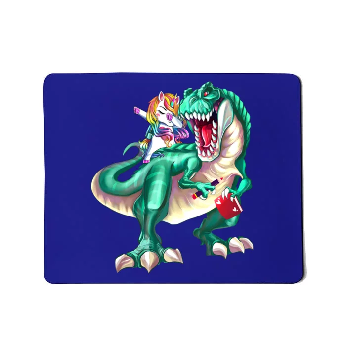 Unicorn Riding Dinosaur School Gift Mousepad