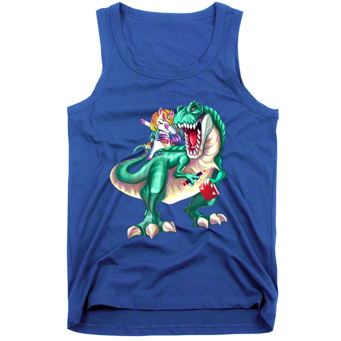 Unicorn Riding Dinosaur School Gift Tank Top