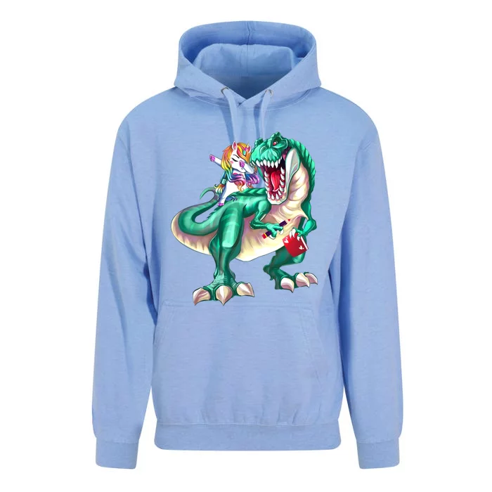 Unicorn Riding Dinosaur School Gift Unisex Surf Hoodie