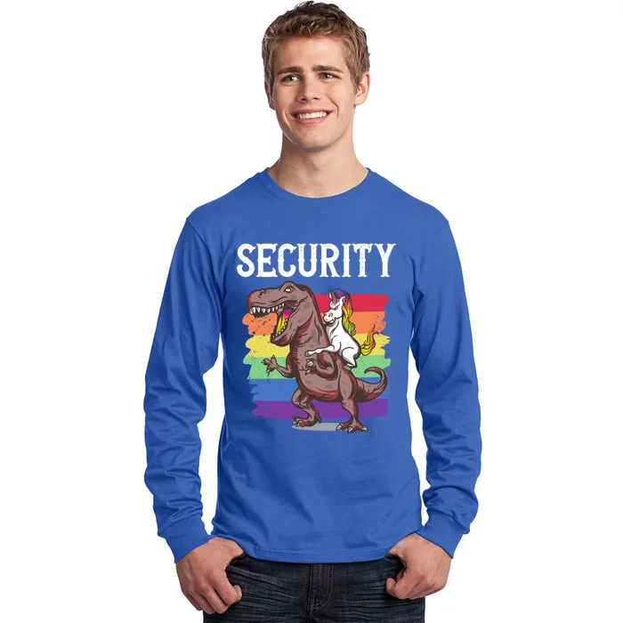 Unicorn Riding Dinosaur Security Great Gift Long Sleeve Shirt