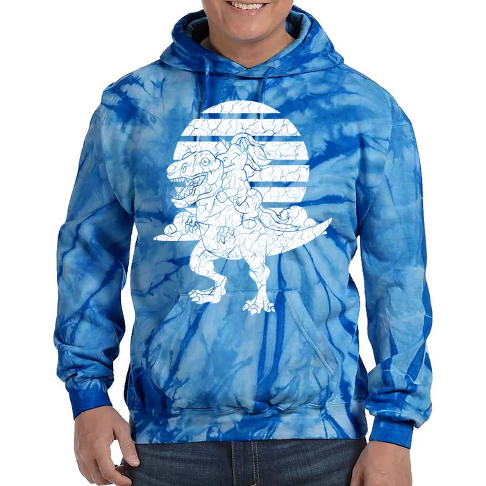 Unicorn Riding Dinosaur Great Gift Tie Dye Hoodie