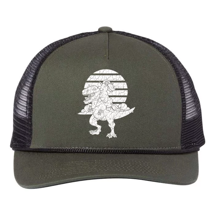 Unicorn Riding Dinosaur Great Gift Retro Rope Trucker Hat Cap